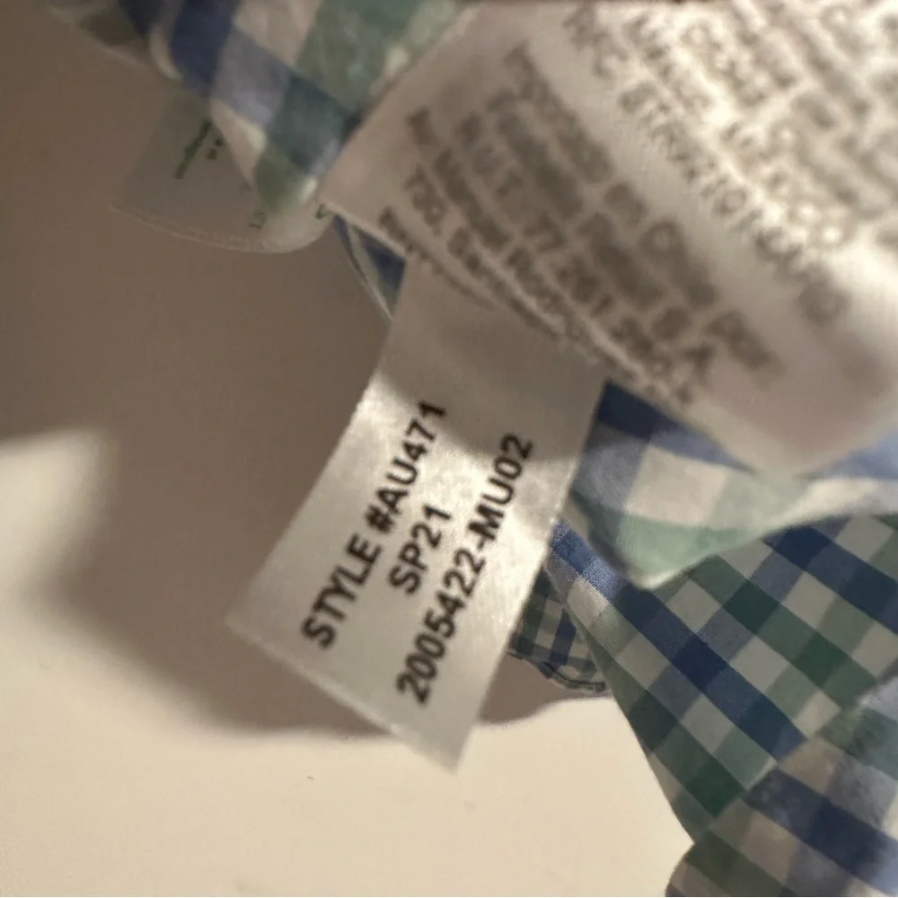 J. Crew Slim Untucked Shirt M Blue Green Check Organic Cotton Stretch
